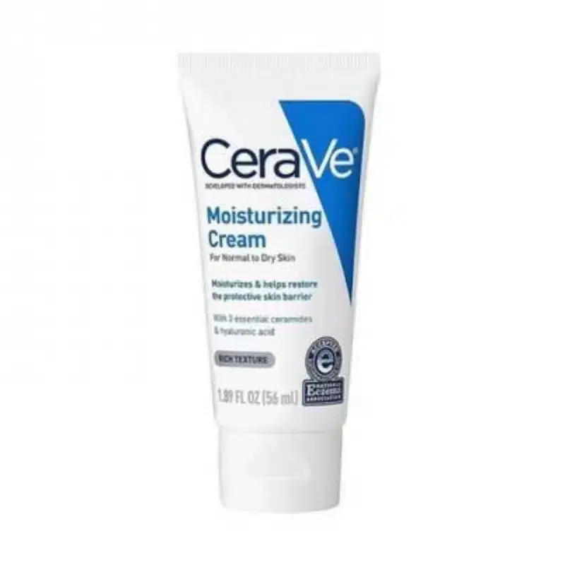 Cerave brand logo: modern sans-serif text in two blue tones, featuring a distinct wave icon.