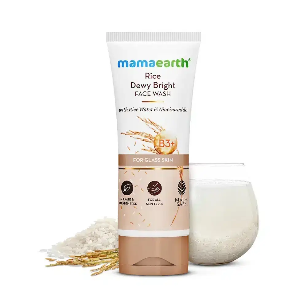 Mamaearth's green logo features a stylized leaf and sprout, symbolizing natural, toxin-free personal care products.