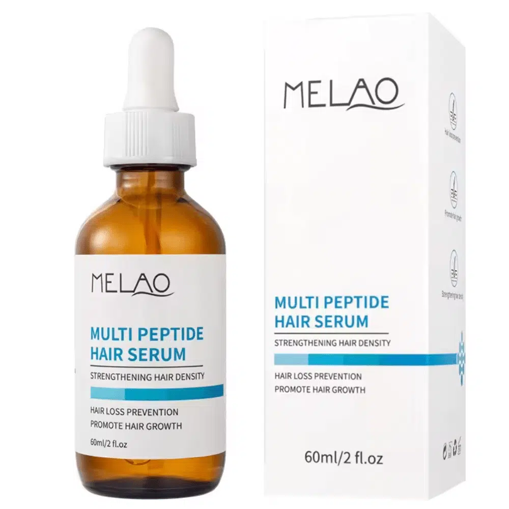 Melao skincare brand logo featuring elegant gold text with a flowing, stylized initial 'M'.