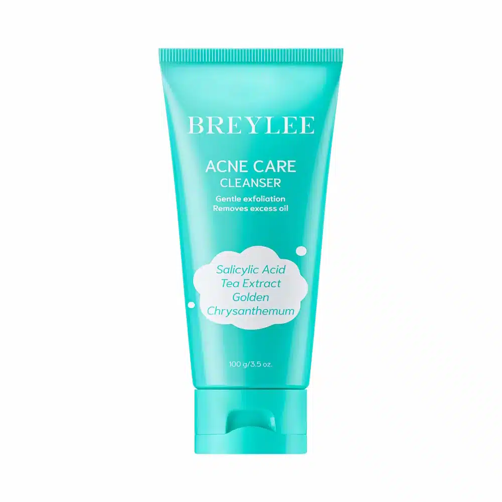 Breylee Acne Care Cleanser 100g tube prominently displayed, white and green packaging, clear branding for acne treatment. - thumbnail
