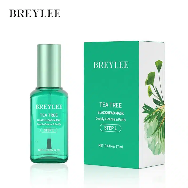 Breylee Tea Tree Blackhead Mask Step 1, clear bottle, green label, white pump dispenser. - thumbnail