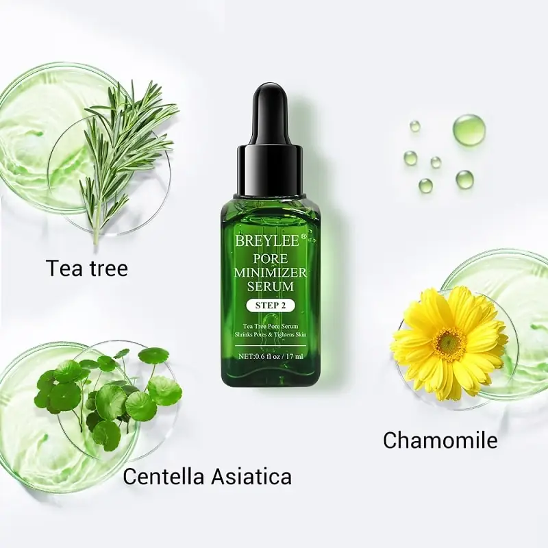 Hand applying a drop of Breylee Pore Minimizer Step 2 serum from a dropper onto skin. - thumbnail