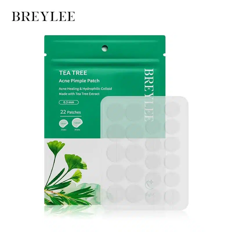 Breylee Tea Tree Acne Pimple Patch 22-count box, green and white packaging, full product view. - thumbnail