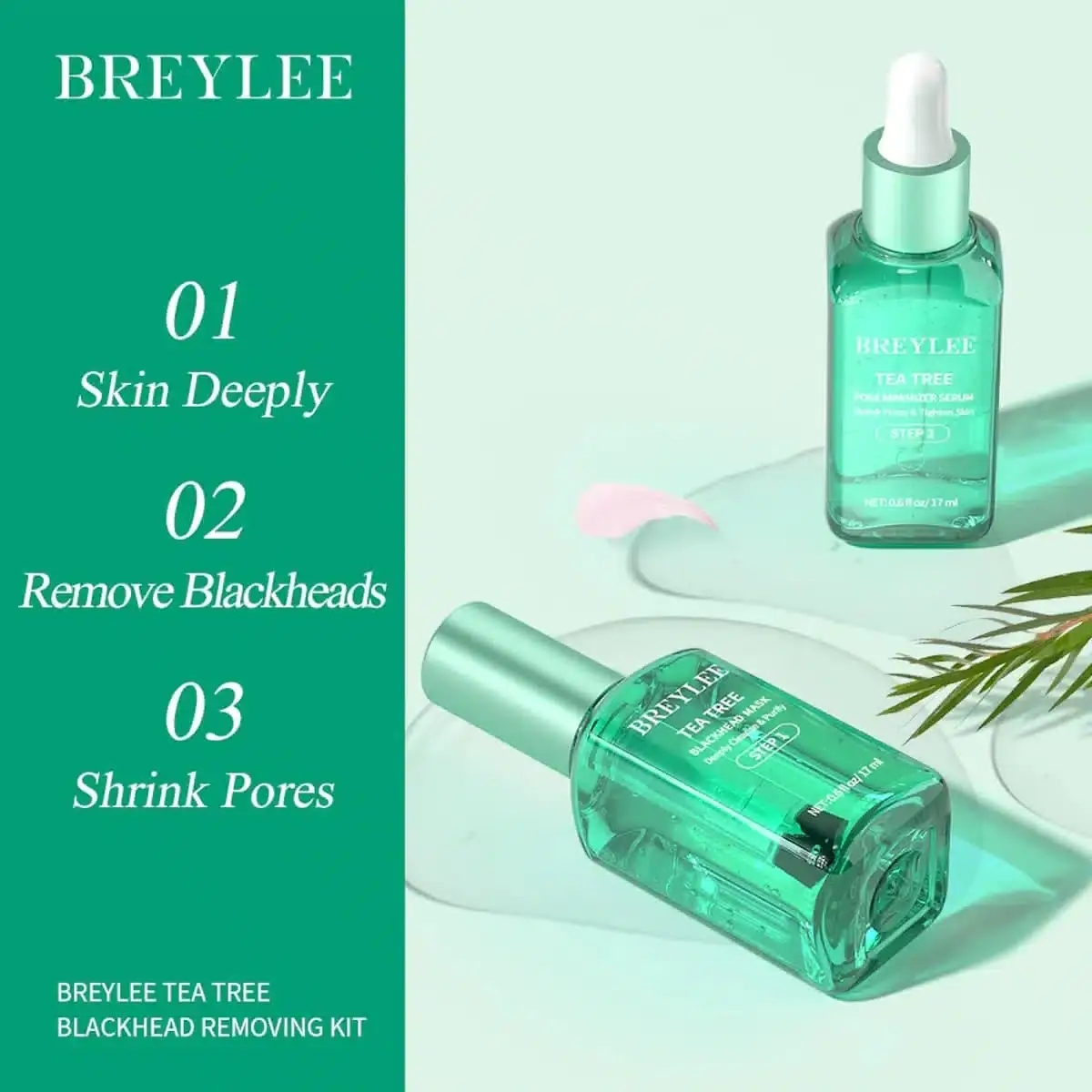 Hand applying Breylee Tea Tree blackhead removing mask onto skin from its white tube. - thumbnail