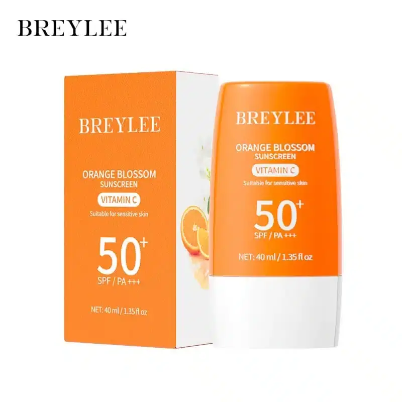 Breylee Vitamin C Sunscreen Brightening Orange Blossom SPF 50+ PA+++ 40ml tube, front view. - thumbnail