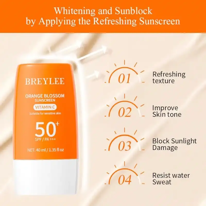 Two Breylee Vitamin C Sunscreen tubes, one upright, the other lying down, white packaging. - thumbnail