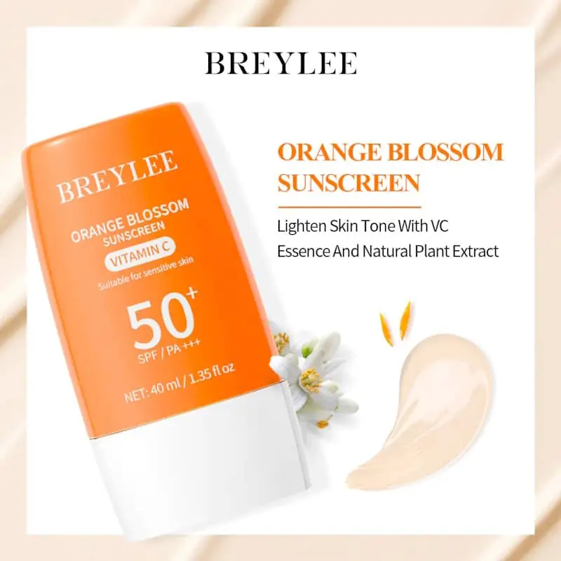 Breylee Vitamin C Sunscreen cream squeezed onto a finger, showing white smooth texture. - thumbnail