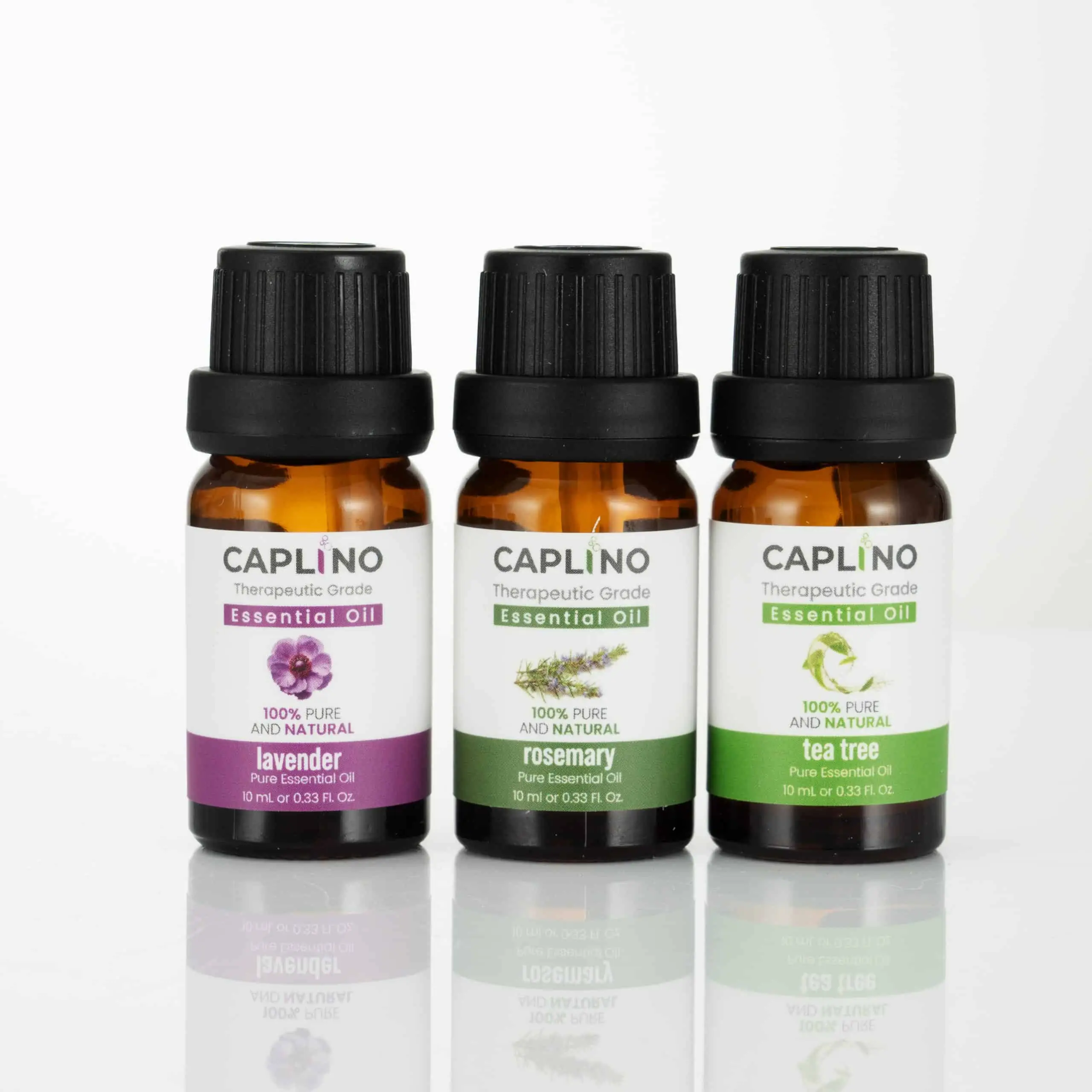 Caplino 10ml lavender essential oil bottle with dried lavender sprigs and wooden bowl. - thumbnail