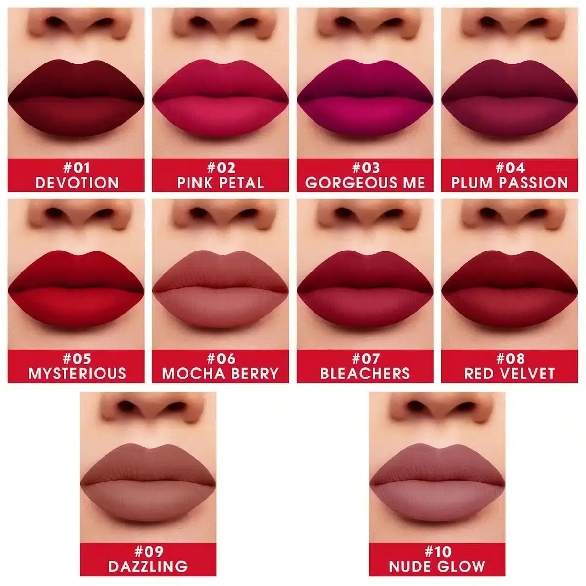 Caplino Dazzling 09 liquid matte lipstick standing upright, showcasing elegant clear tube and packaging. - thumbnail