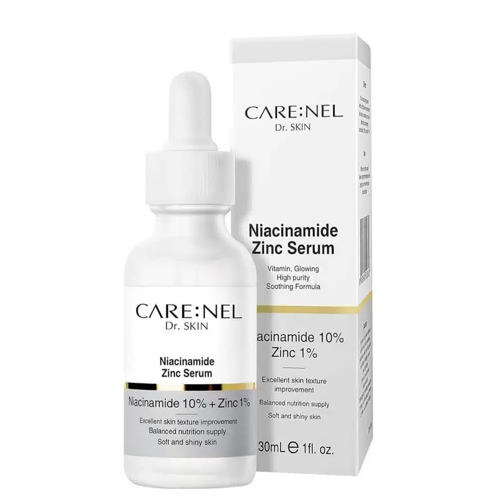Carenel Niacinamide 10% Zinc 1% serum in a white dropper bottle with blue label. - thumbnail