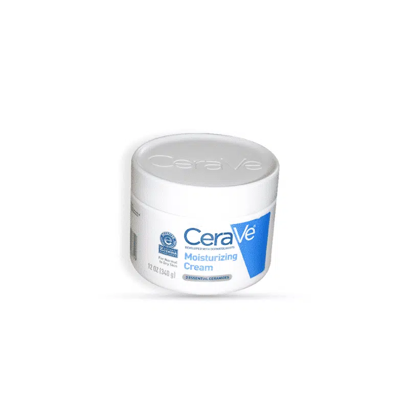 Cerave Moisturizing Cream 340g, white tub with blue lid, for normal to dry skin.