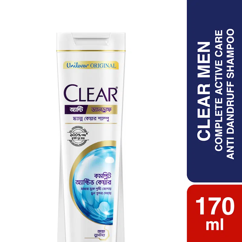 Upright RuSu Clear Complete Anti Dandruff Shampoo 170ml bottle, white with distinctive blue label and cap.