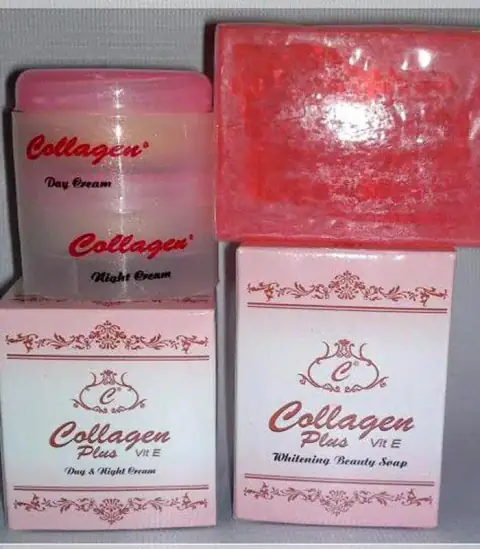 Collage Plus Day Night Cream combo pack, showing white day cream and black night cream jars.