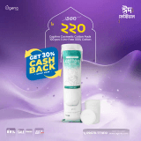 Stacked white round cotton pads, soft cotton balls, and precision ear buds on a light background.