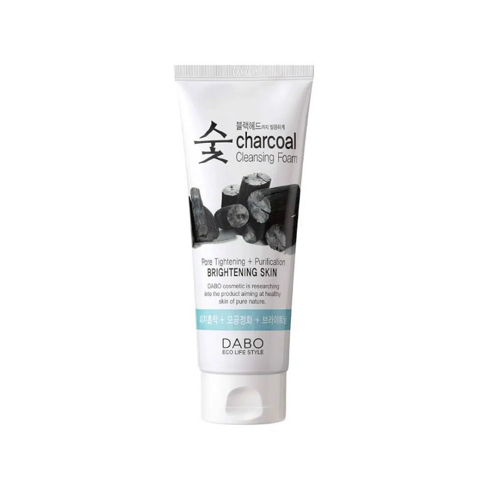 Upright Dabo Charcoal Cleansing Foam 150ml tube, dark gray, white cap, purification packaging.