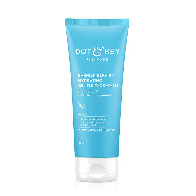 Dot & Key Barrier Repair Gentle Hydrating Face Wash 100ml in its upright white pump bottle. - thumbnail