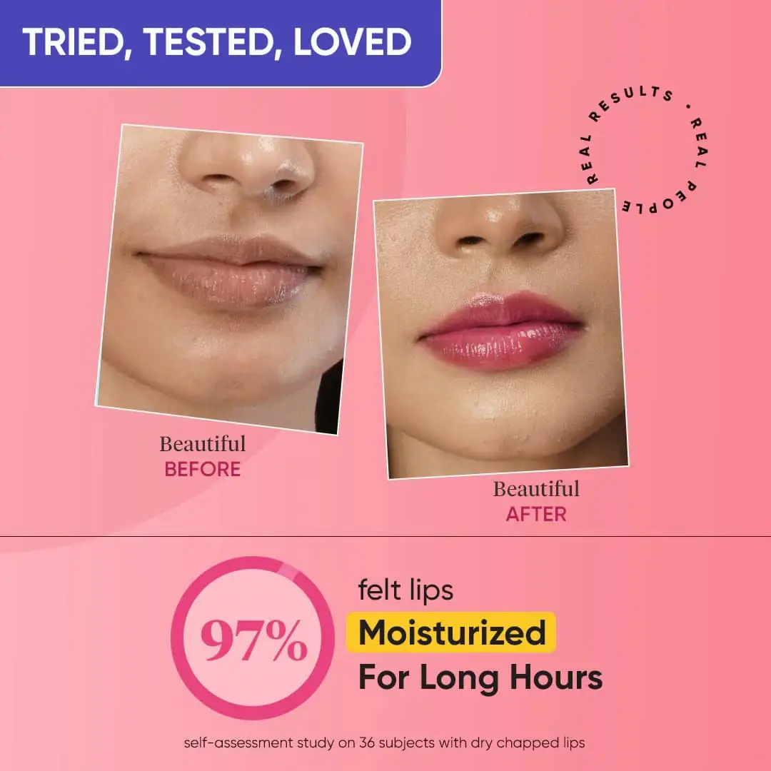 Lips with a glossy, natural red tint from Dot & Key Cherry Pop lip balm. - thumbnail