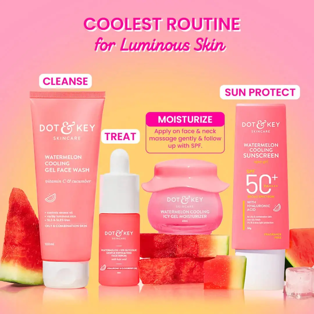 Finger applying clear pink Dot & Key Watermelon Icy Gel Moisturizer from the jar onto skin. - thumbnail