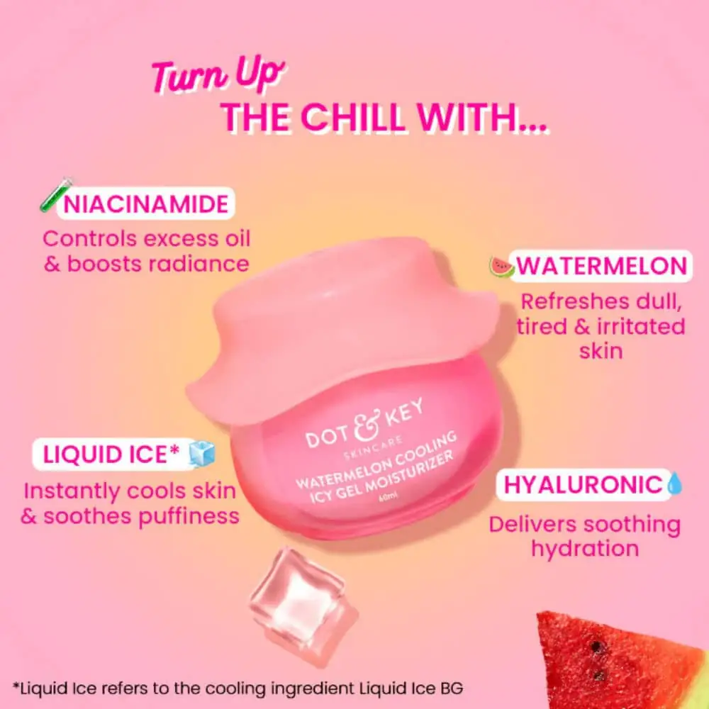 Close-up swatch of Dot & Key Watermelon Cooling Icy Gel Moisturizer, highlighting its translucent pink texture. - thumbnail