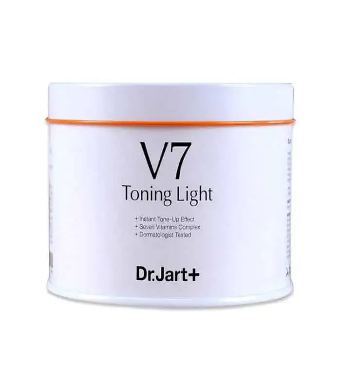 Dr. Jart+ V7 Toning Light cream jar, white with vibrant orange cap, standing upright. - thumbnail