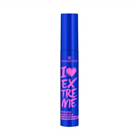 Essence I Love Extreme Volume Mascara Waterproof black tube, front and side view.