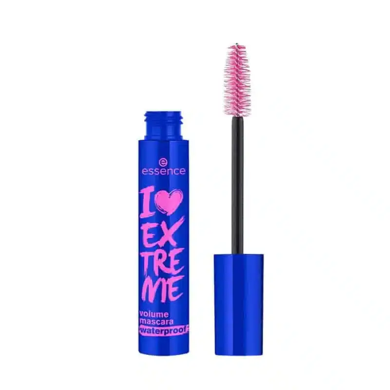 Essence I Love Extreme Volume Mascara Waterproof tube uncapped, showing the brush applicator. - thumbnail