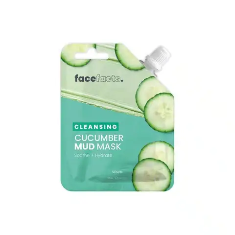 Face Facts Cucumber Mud Mask, deep cleansing 60ml in vibrant green tube with white cap.