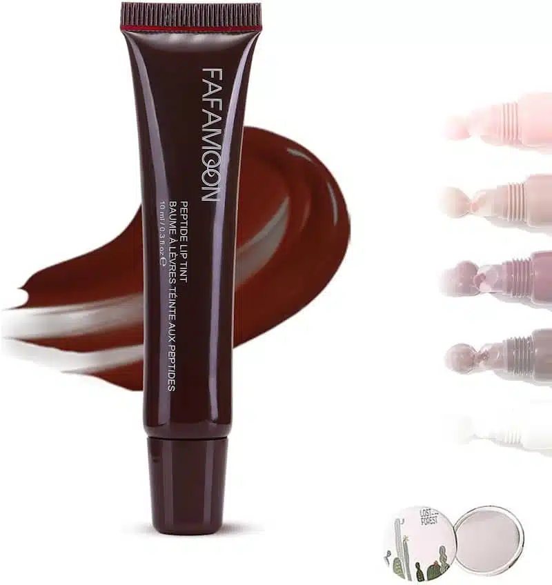 Fafamoon Peptide Lip Tint Espresso 04 in a clear tube with black cap, standing upright. - thumbnail