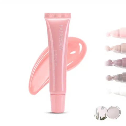 Fafamoon Peptide Lip Tint Ribbon 01 tube with applicator partially pulled out, showcasing a berry shade.