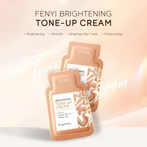 Fenyi Brightening Tone Up Cream in a small white and green tube, standing upright.