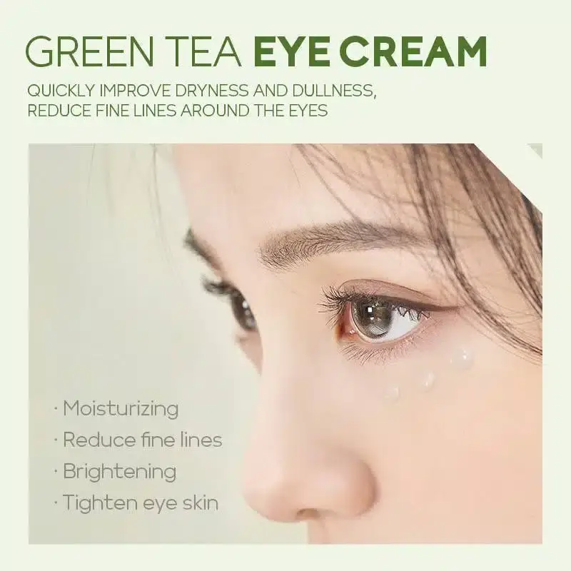 Two Fenyi Green Tea Eye Cream tubes, one upright, one lying down showing packaging. - thumbnail