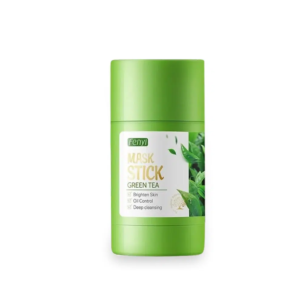 Front view of Fenyi Green Tea Stick Mask 40g, showcasing its vibrant green tube and white cap. - thumbnail