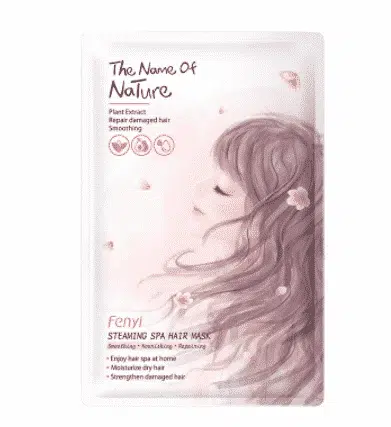 Fenyi Hair Mask Cap sachet in white and purple, featuring a woman with flowing healthy hair. - thumbnail