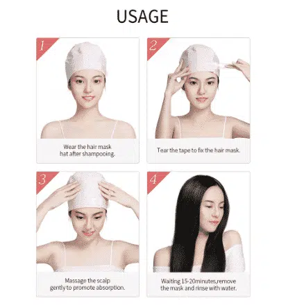 Fenyi Hair Mask Cap in white with purple, actively worn on a person's head for treatment. - thumbnail