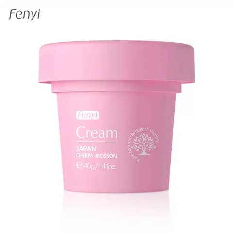 Fenyi Japan Cherry Blossom Cream 40gm in a vibrant pink jar with white cap, front view.