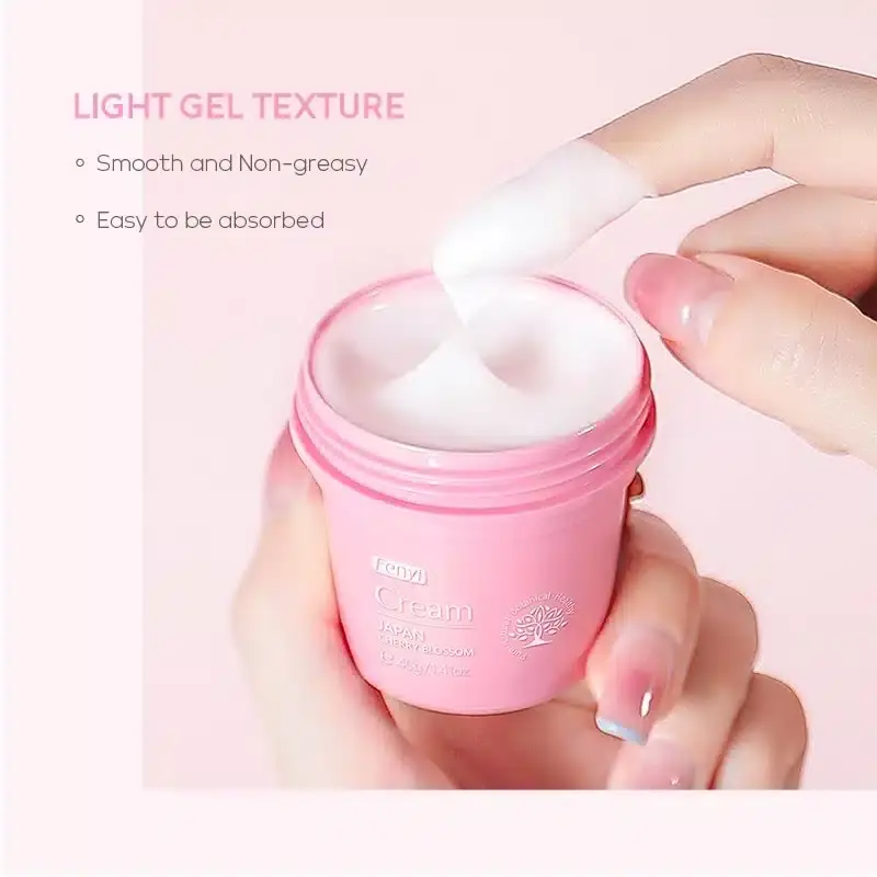 Fenyi Cherry Blossom Cream 40gm open jar, showing the smooth white cream and inner protective lid. - thumbnail