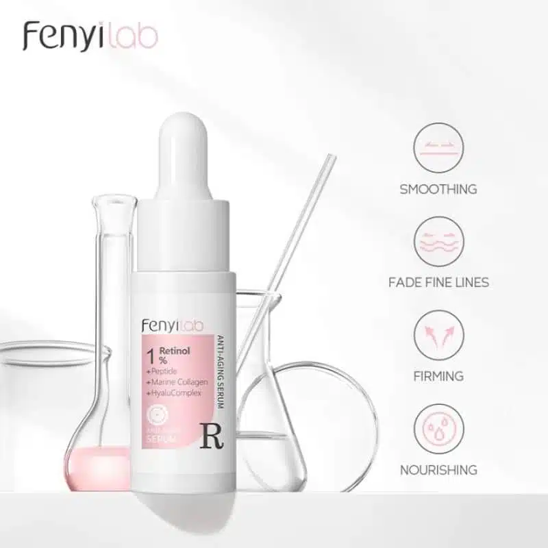 Upright Fenyi Lab Retinol 1% Serum 17ml bottle, clear glass, white dropper cap, golden liquid. - thumbnail