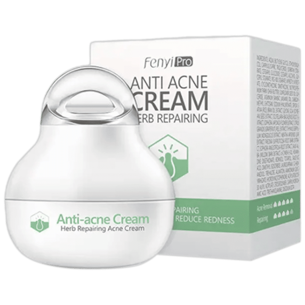 Front view of Fenyi Pro Herb Repairing Anti-acne Cream tube, 8g, white and green packaging. - thumbnail