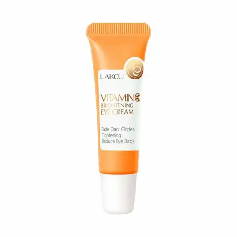 Fenyi Vitamin C Eye Cream in an orange jar with white lid, displayed front-right angle.