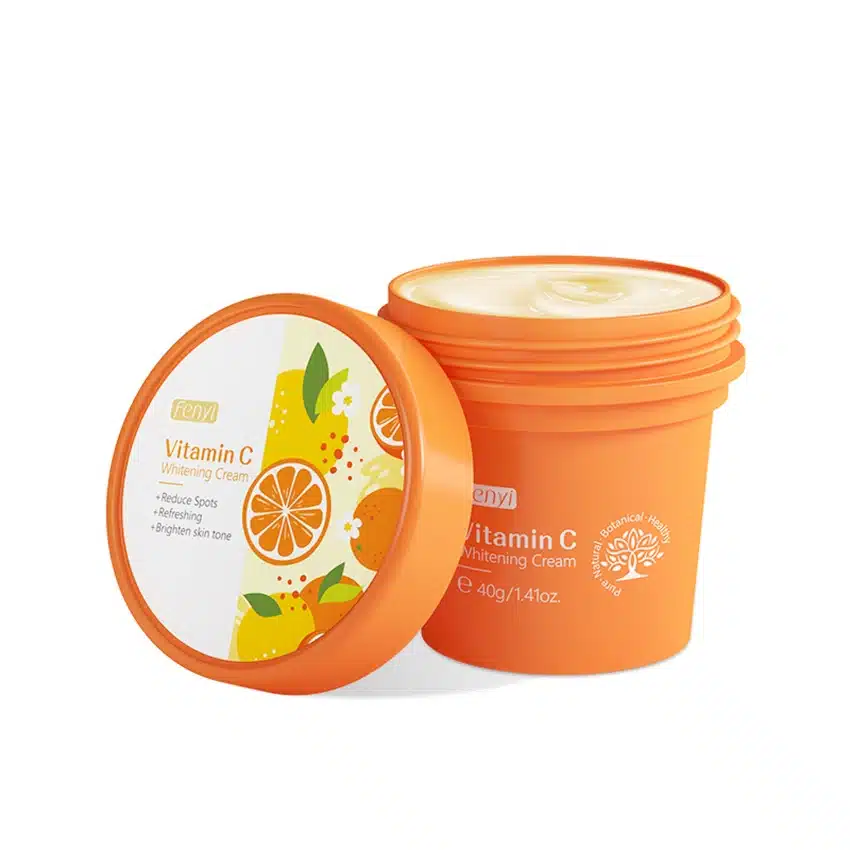Fenyi Vitamin C Whitening Cream 40gm jar, front view, showing bright yellow lid and white body. - thumbnail