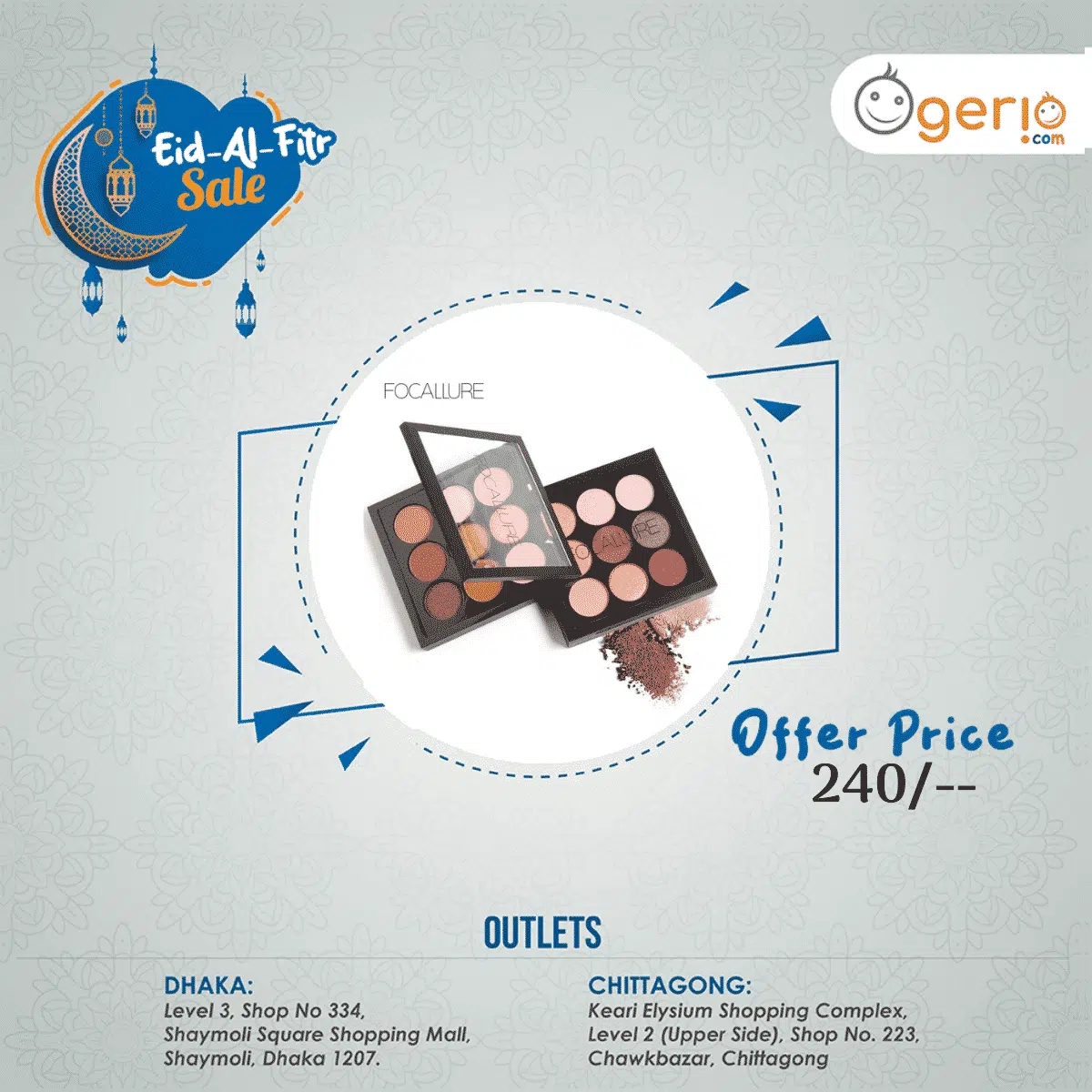 Focallure 9-color eyeshadow palette open, revealing diverse shimmery and matte shades. - thumbnail