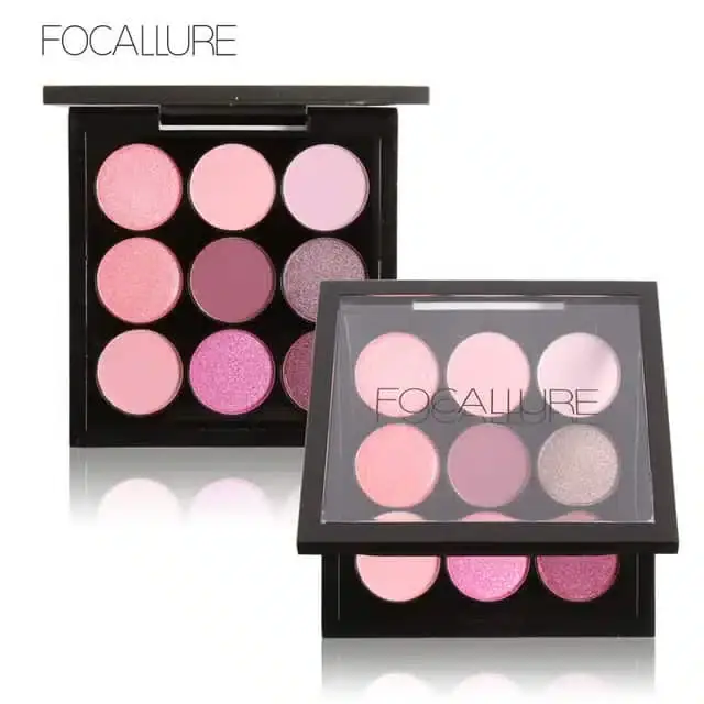 Focallure 9-color eyeshadow palette closed, showcasing its sleek black compact design. - thumbnail
