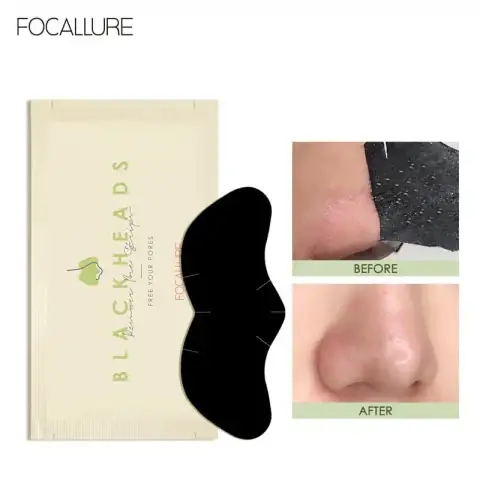 Focallure Blackhead Remover Nose Strips FA171 box with fanned-out individual white pore cleansing strips.