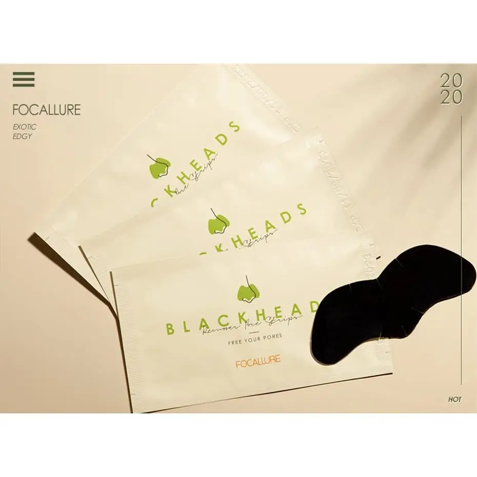 Close-up view of a single Focallure white textured nose strip laid flat. - thumbnail