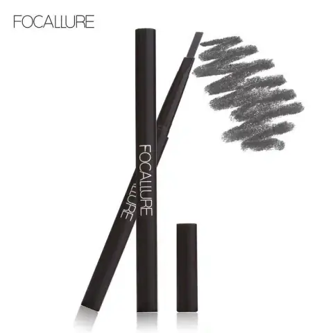 Focallure Auto Brows Pen standing upright, displaying dual ends with a fine pencil and spoolie brush.
