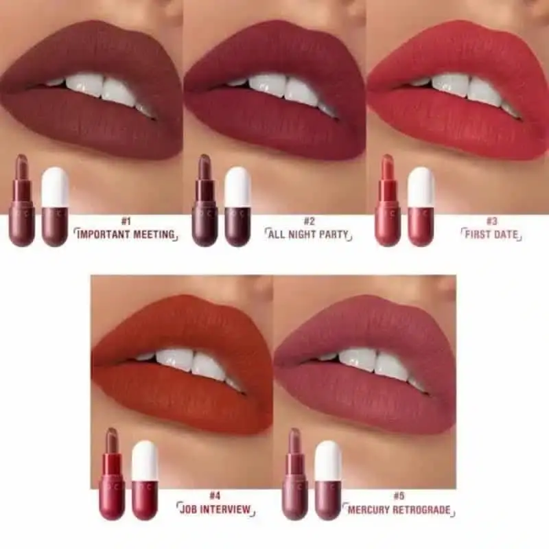 Close-up of three Focallure capsule lipsticks standing upright, showcasing individual shades and texture. - thumbnail