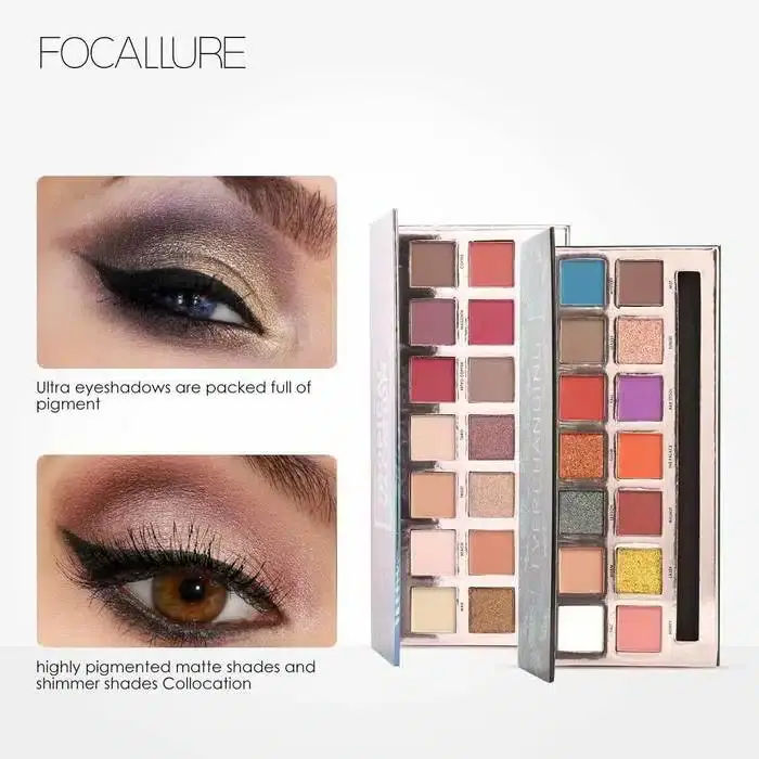 Focallure Everchanging Eyeshadow Palette closed, showcasing its sleek, light pink outer packaging. - thumbnail