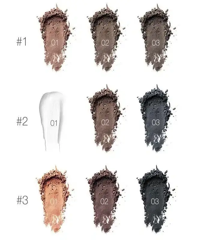Hand holding open Focallure Eyebrow Powder Kit FA 04, displaying two natural brown shades. - thumbnail