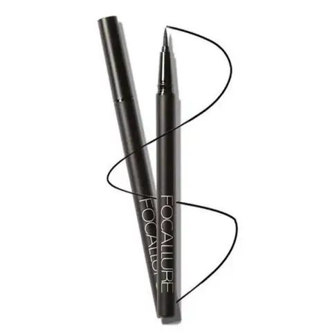 Focallure black eyeliner pen, sleek design with visible precise tip, ready for application.