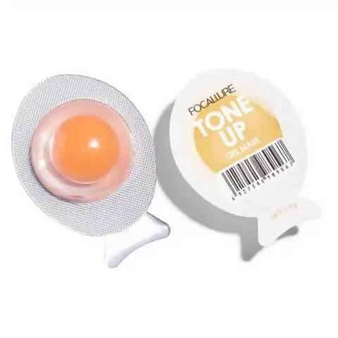 Focallure TONE UP Gel Mask in a white jar with metallic rose gold lid, showcasing product details.